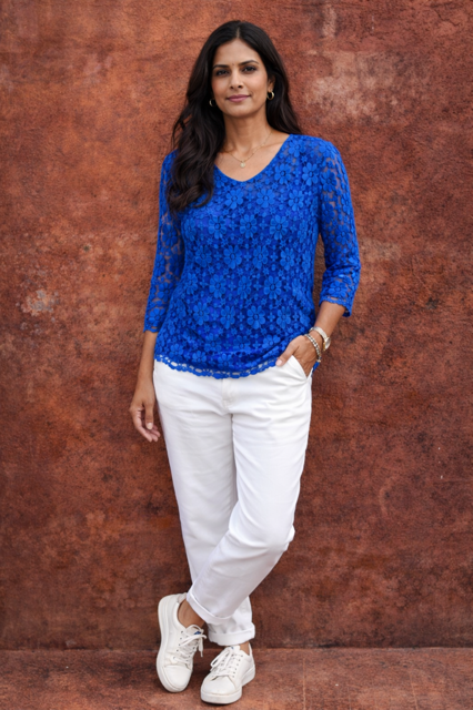 Marina Clare Three-Quarter Sleeve Lace Top