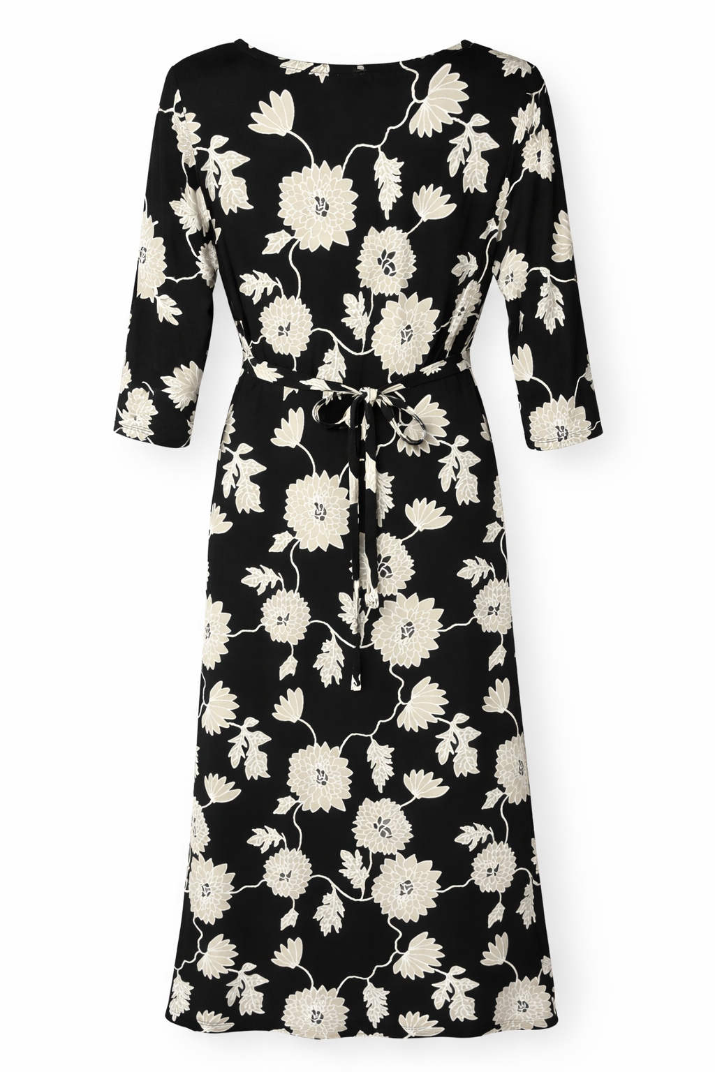 Black Floral Bette Fluted Dress