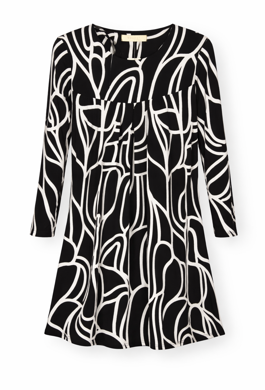 Black and Cream Print Gloria Long Sleeve Tunic