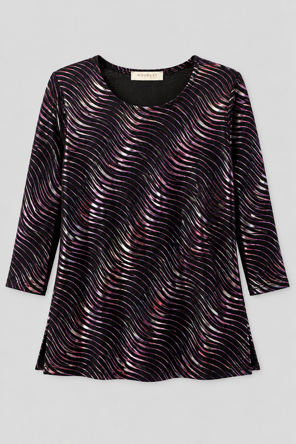 Cerise Pink Erin Velvet Three- Quarter Sleeve Top