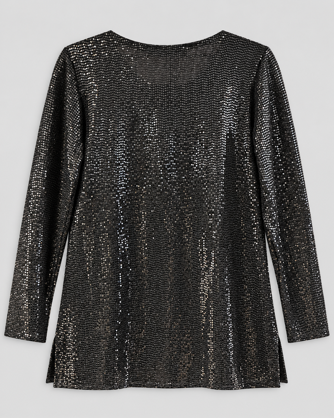 Black Laura Sequin Three- Quarter Sleeve Top