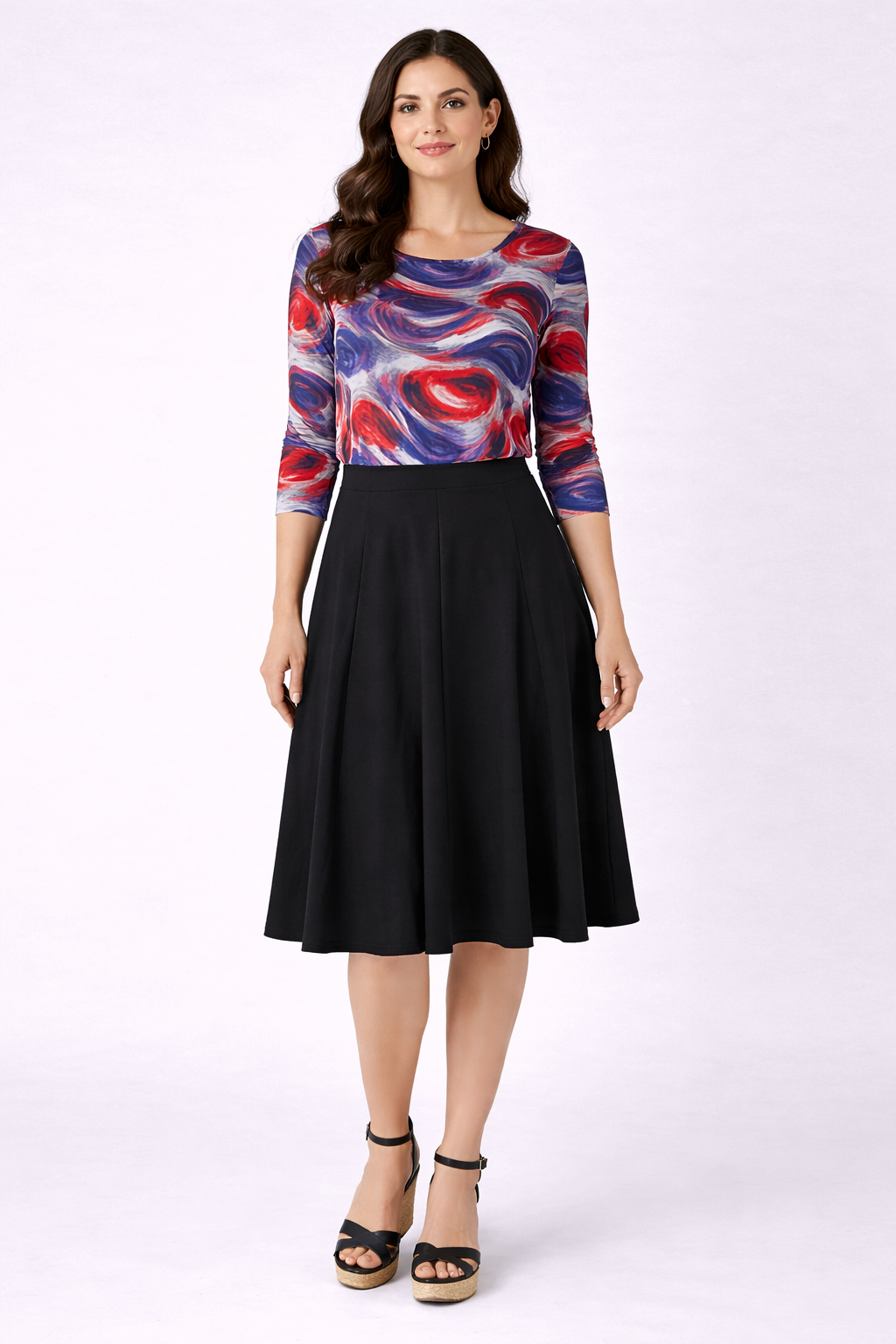 Blue Haze Jayne Three-Quarter Sleeve Top