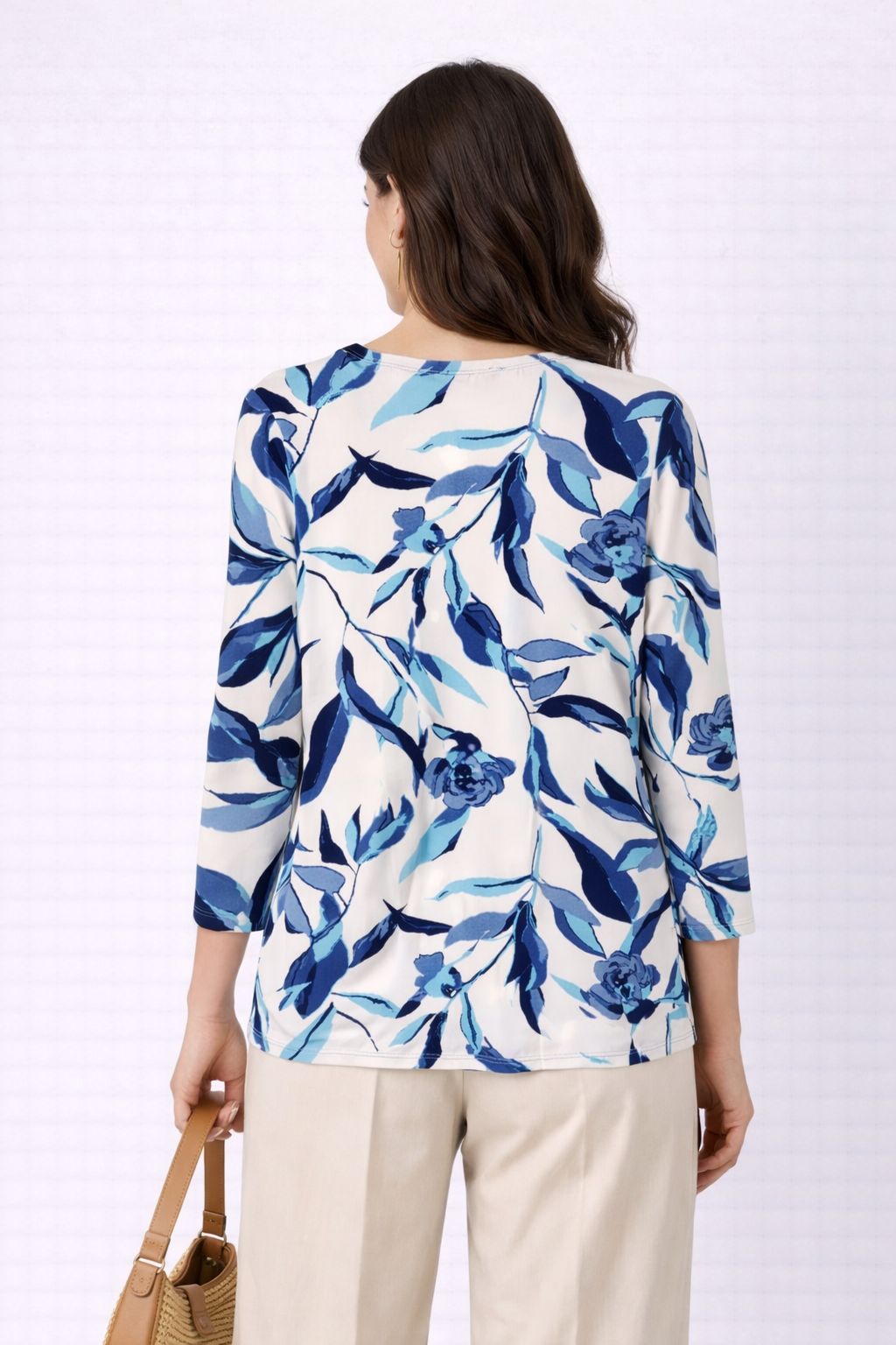 Cool Blue Sophia Three-Quarter Sleeve Top