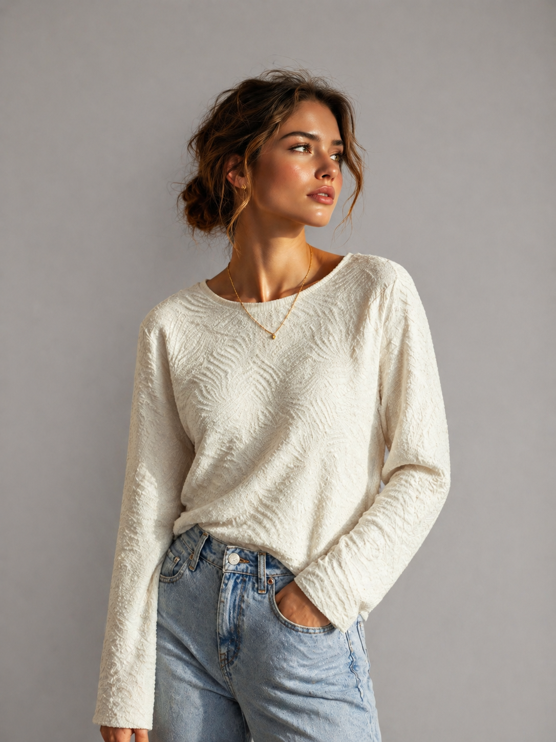 Ivory Alana Long Sleeve Top