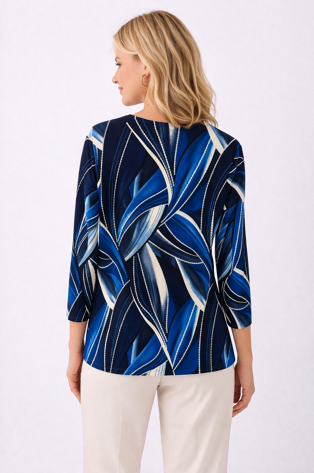 Navy Mila Three-Quarter Sleeve Top