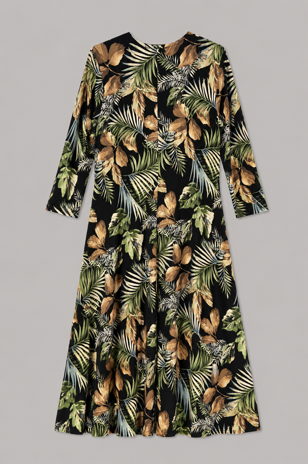 Pine Leaf Leah Three- Quarter Sleeve Fit and Flare Midi Dress