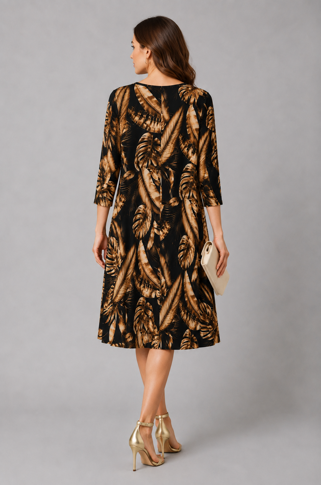 Cocoa Julia Three- Quarter Sleeve Fit and Flare Midi Dress