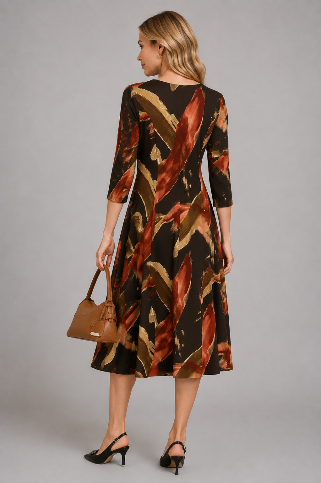 Cocoa Cathy Three- Quarter Sleeve Fit and Flare Midi Dress