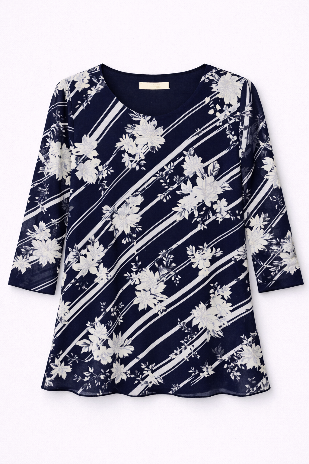 Navy Vera Long Sleeve Mesh Top