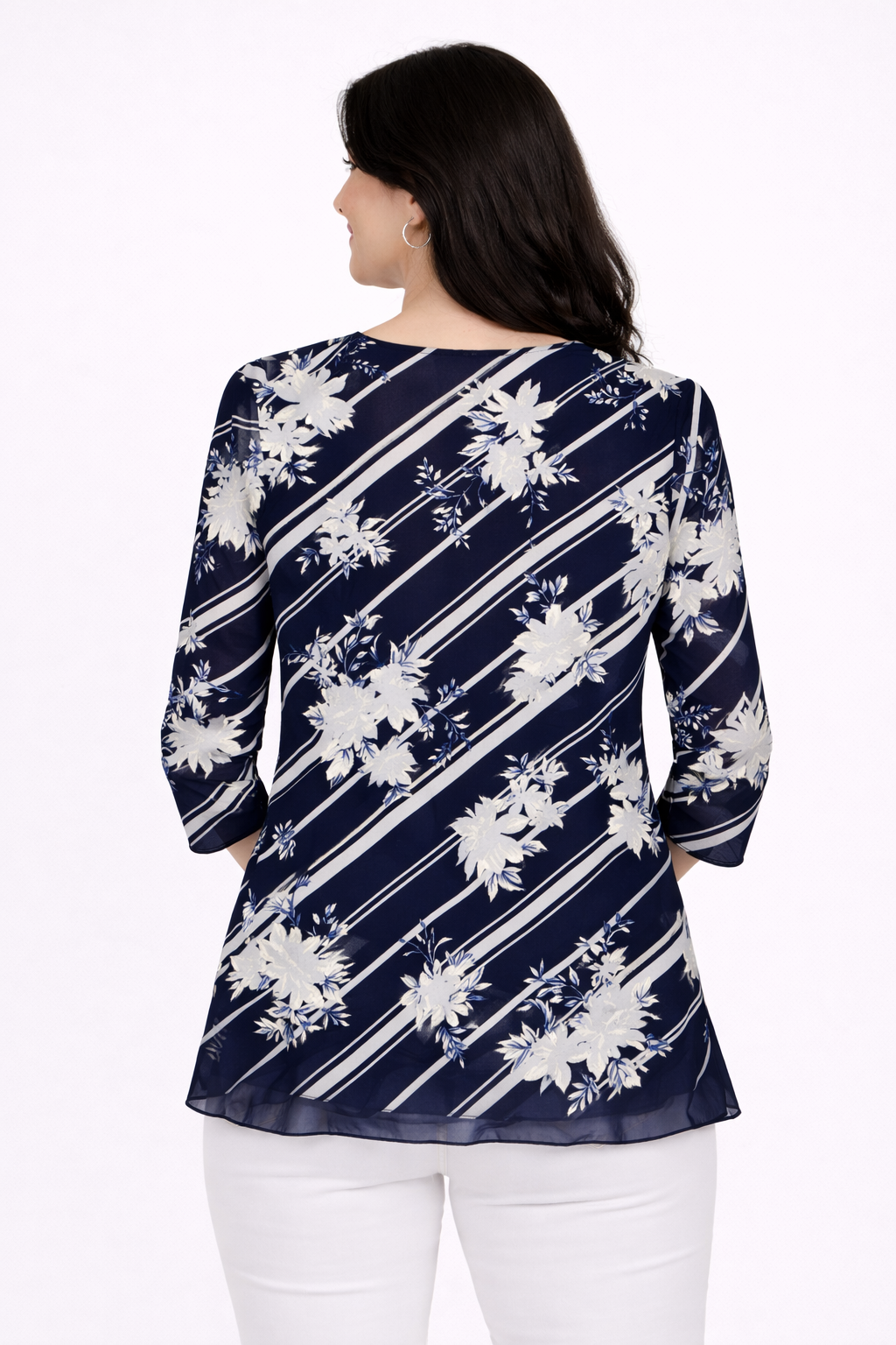 Navy Vera Long Sleeve Mesh Top