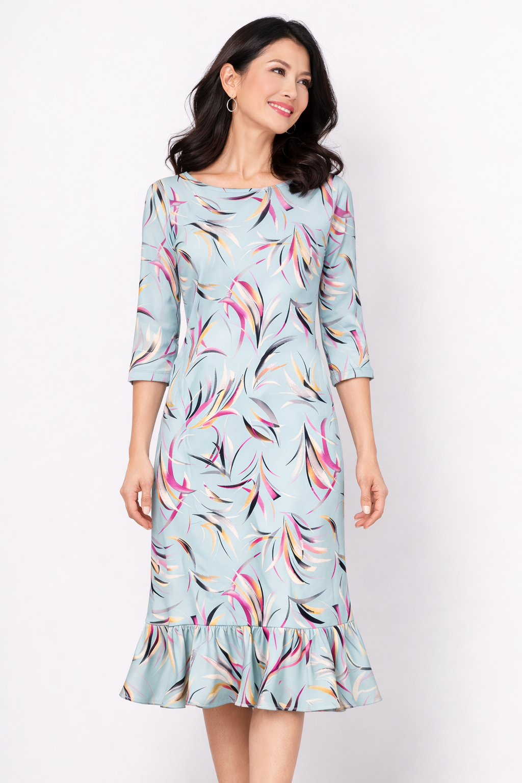 Blue Nancy Fluted Dress