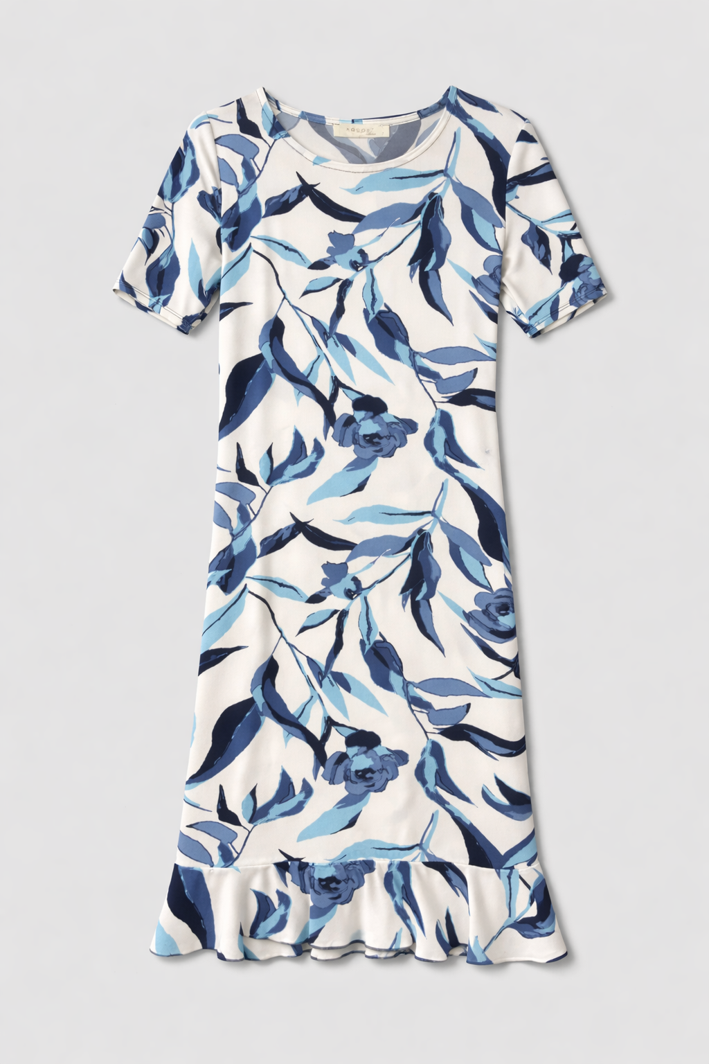 Cool Blue Sophia Short Sleeves Fluted Dress