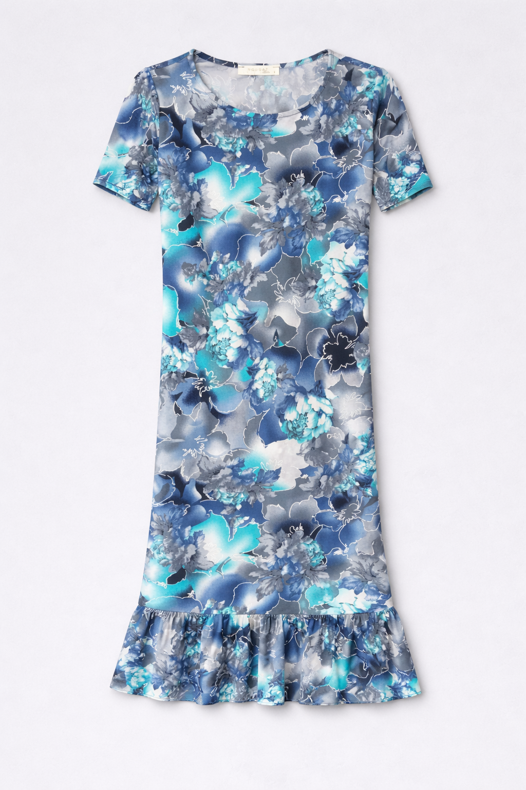 Cloud Mist Leona Short Sleeves Fluted Dress