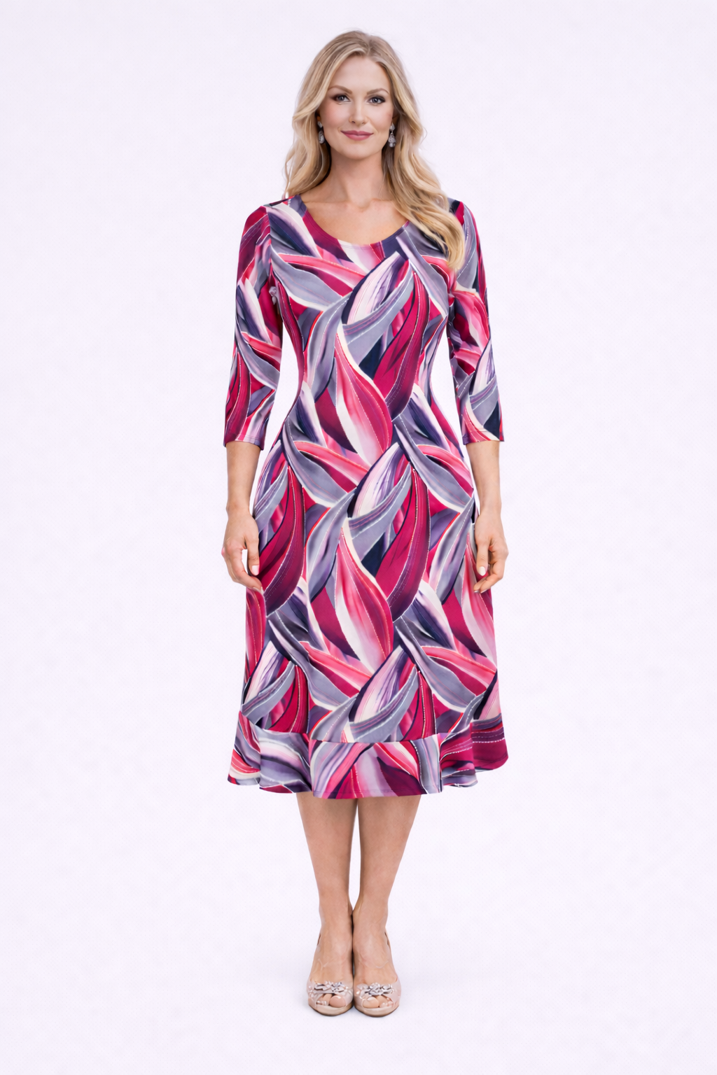 Raspberry Mila Fluted Dress