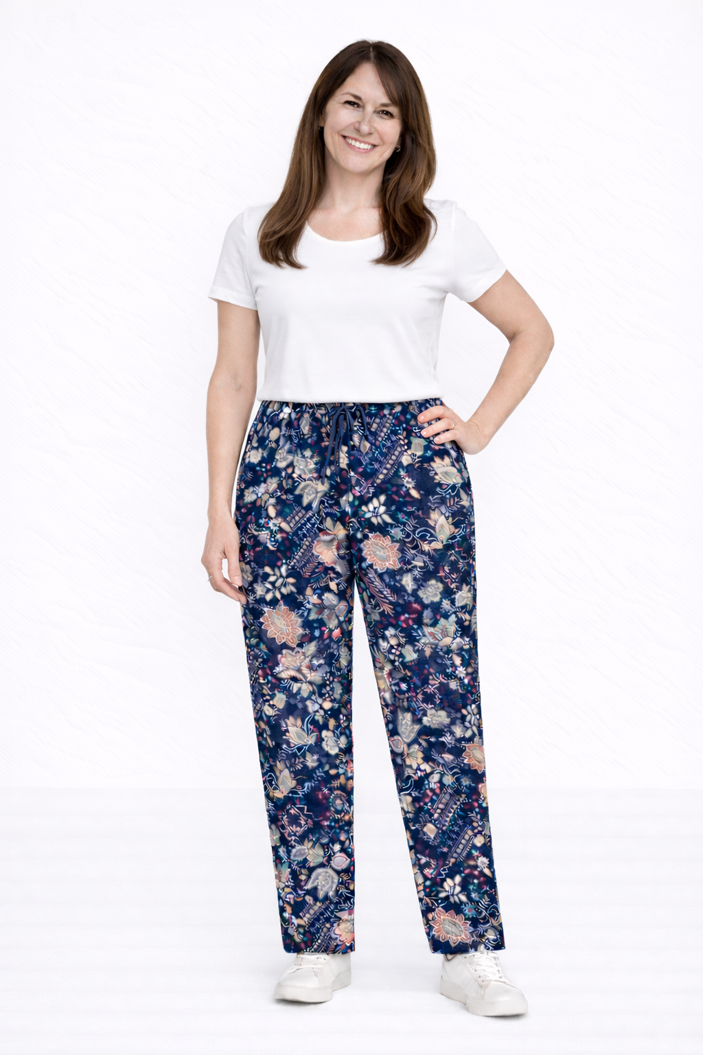 Navy Print Joyce Trousers