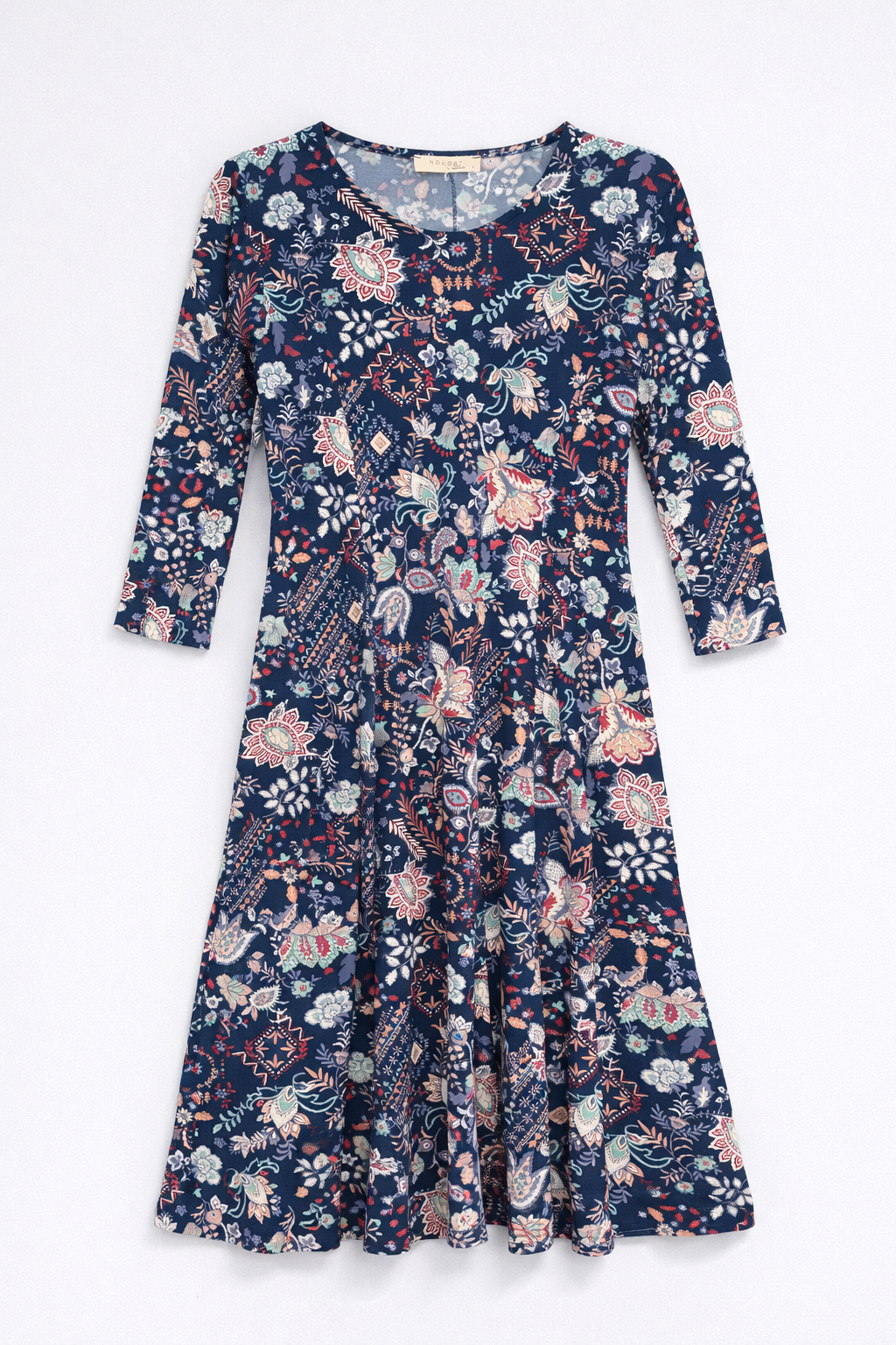 Navy Print Joyce Fit and Flare Dress