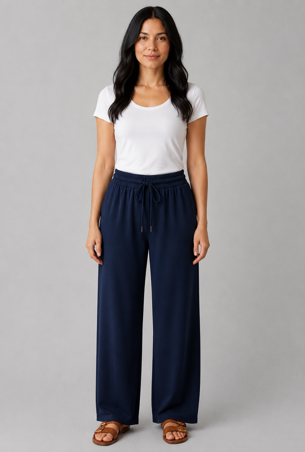 Navy Margot Drawstring Trousers