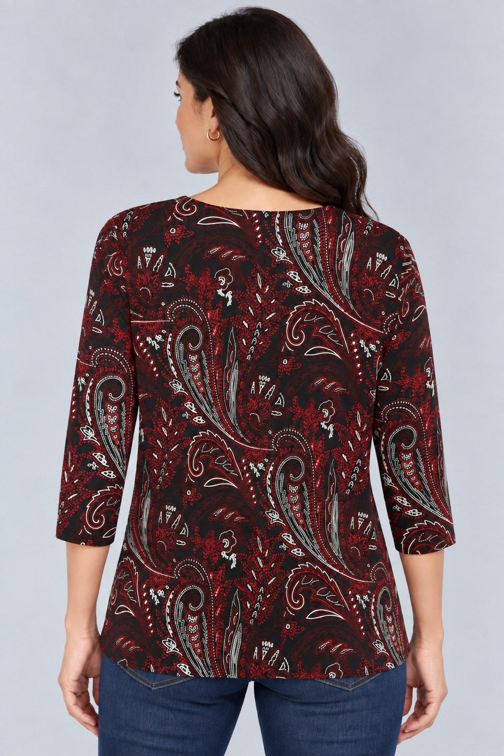 Black Red Orla Three Quarter Top
