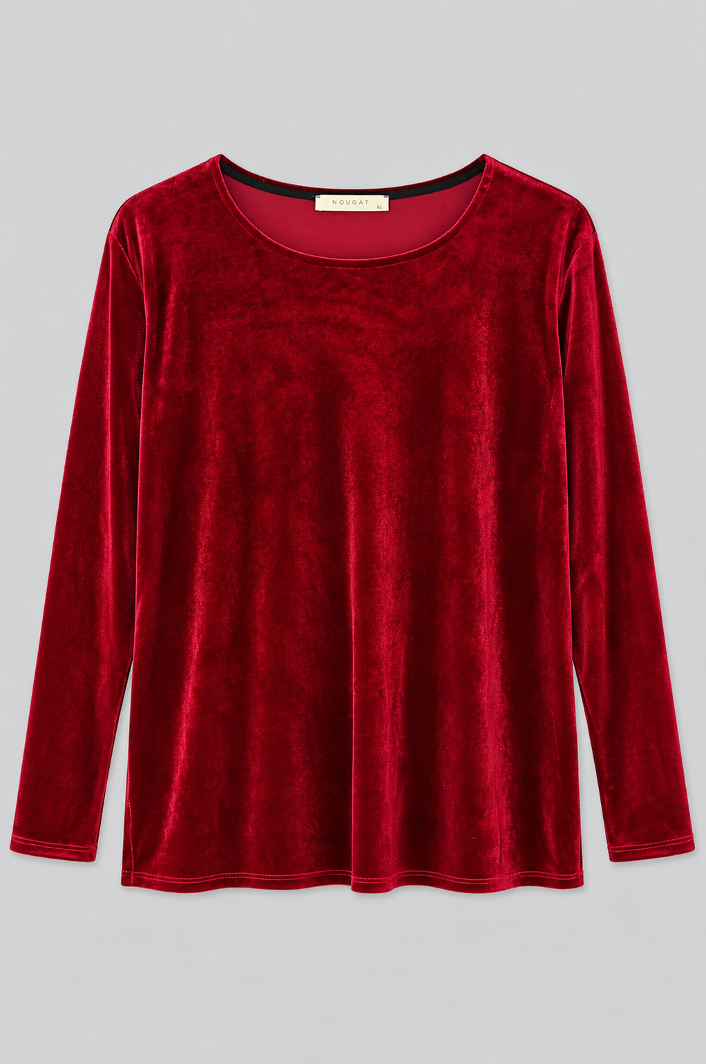 Red Erica Velvet Three- Quarter Top
