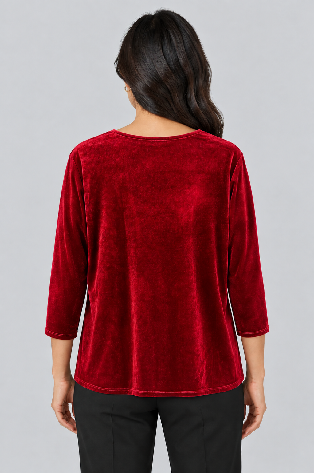 Red Erica Velvet Three- Quarter Top