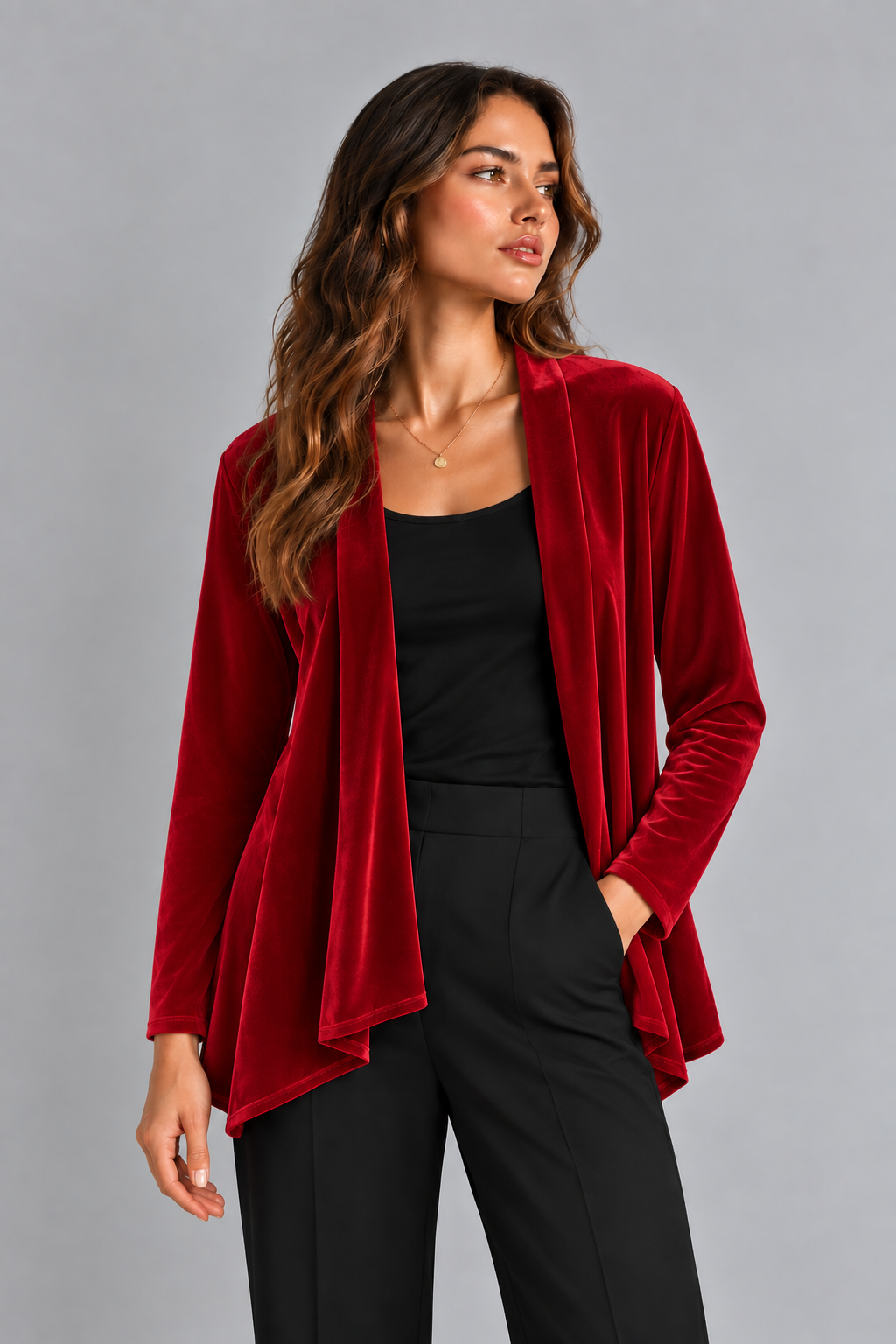 Red Erica Velvet Cardigan