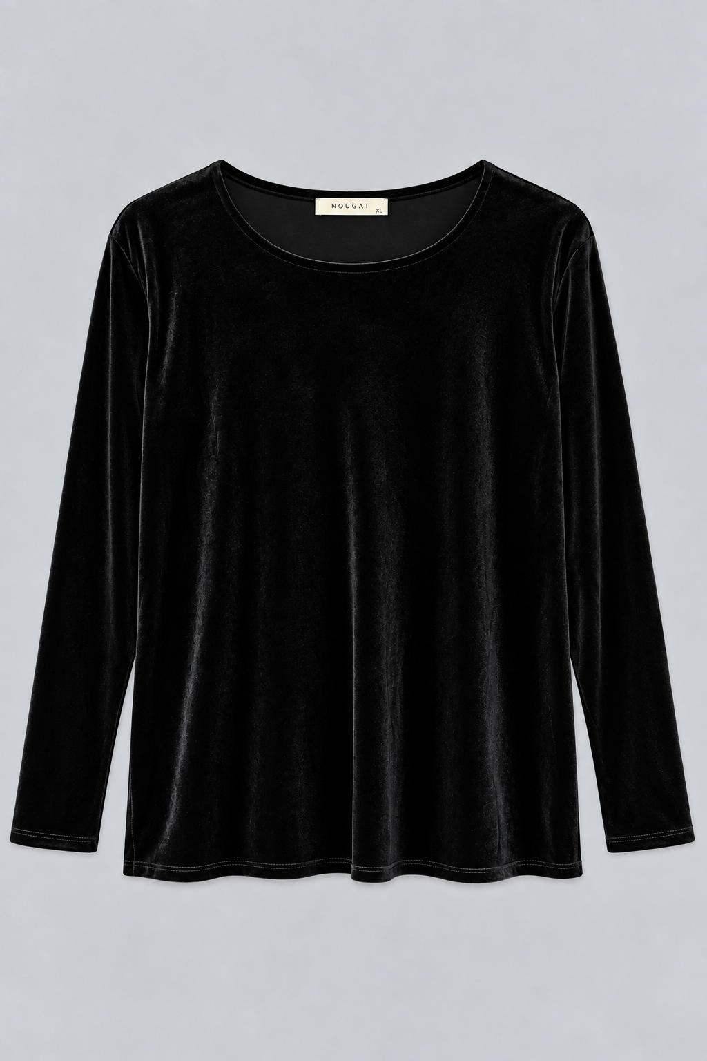 Black Erica Velvet Long Sleeves Top