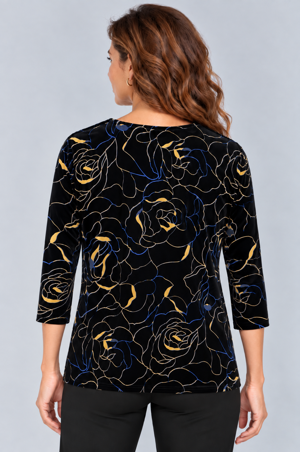 Gold Leaf Joy Velvet Three- Quarter Top