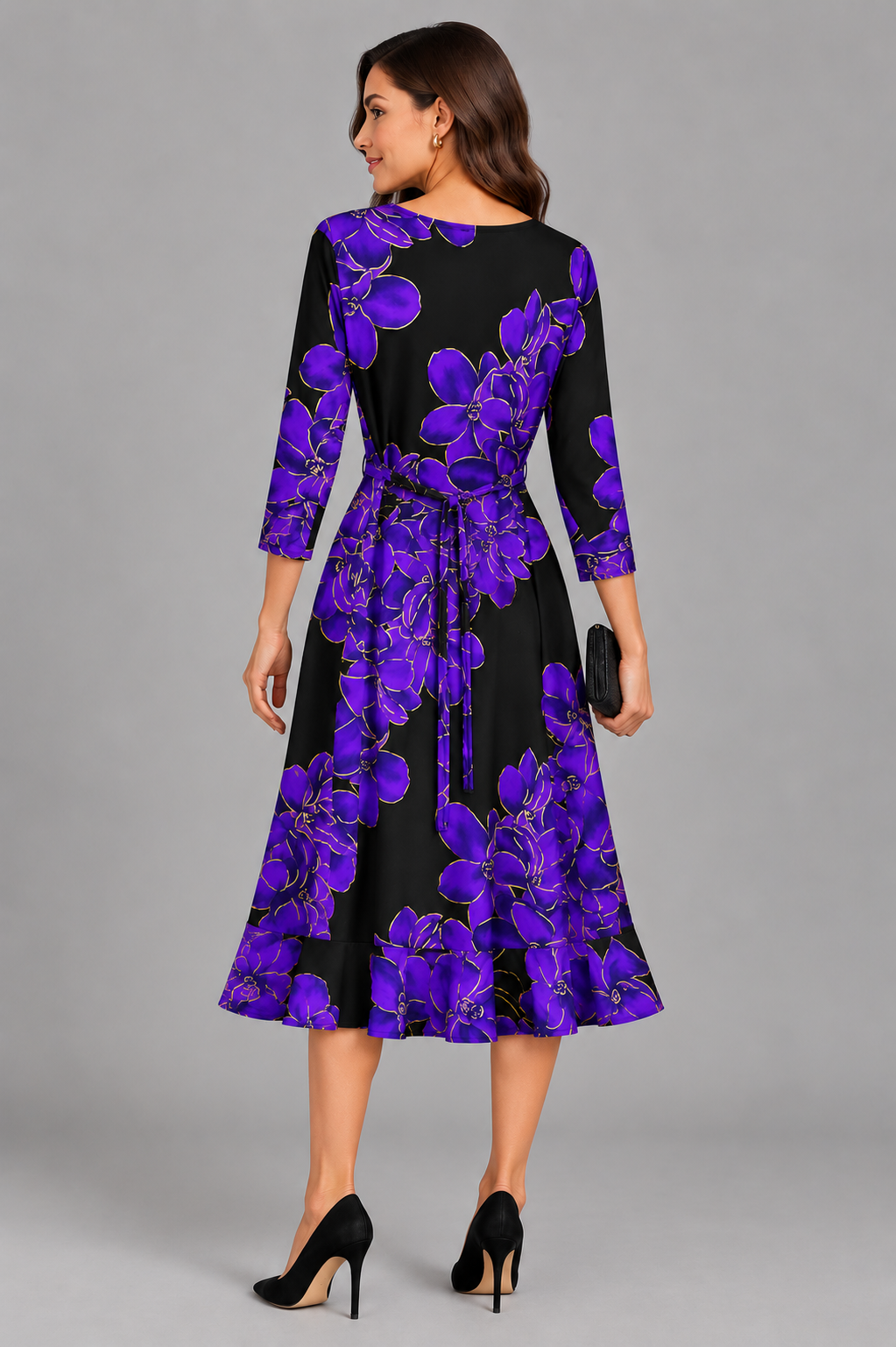 Purple Vicky Fluted Dress