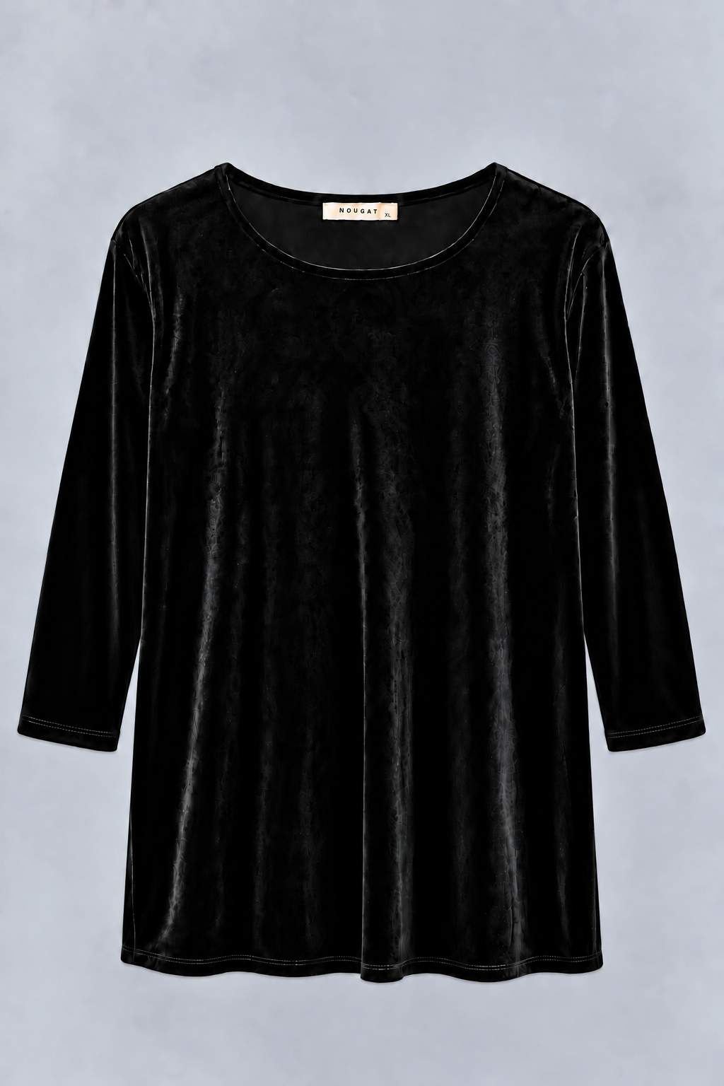 Black Bea Velvet Three- Quarter Top