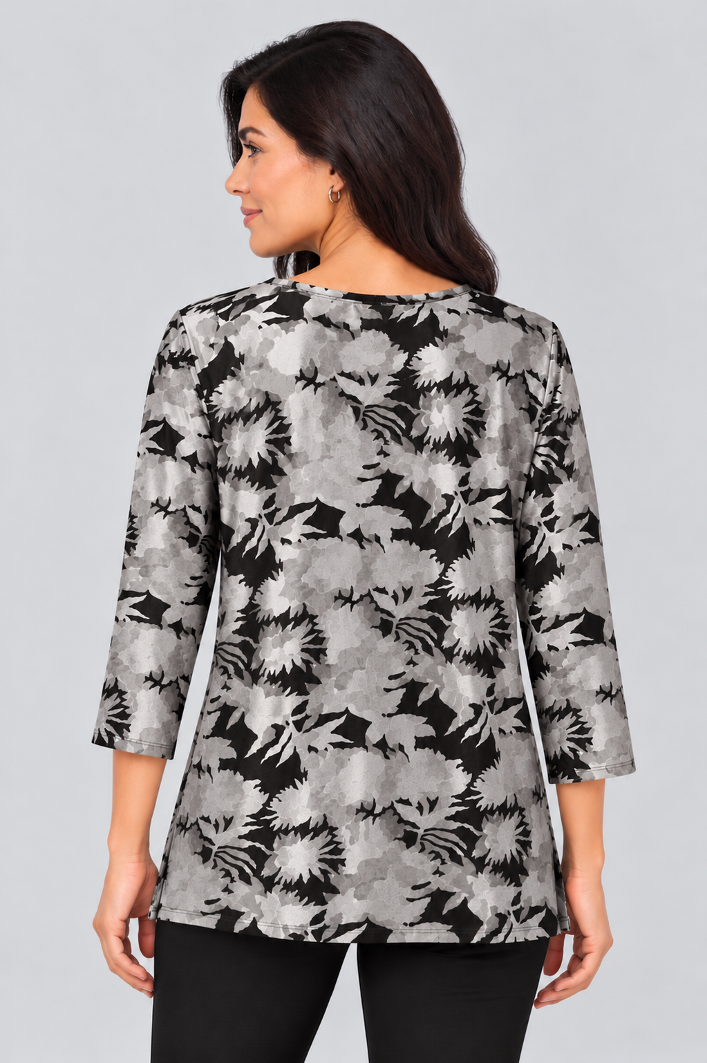 Silver Zara Velvet Three- Quarter Sleeve Top