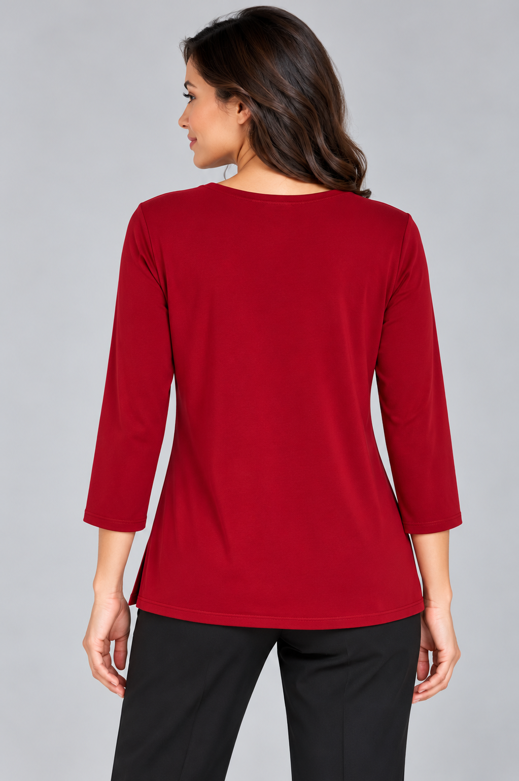 Red Lisa Three- Quarter Sleeve Top