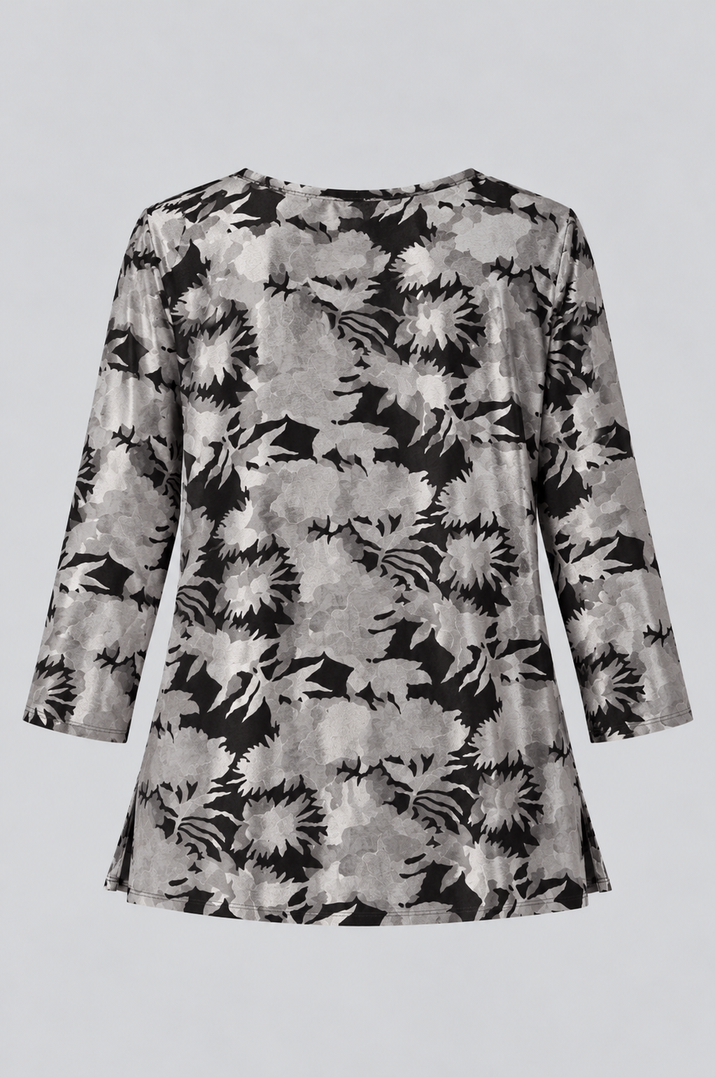 Silver Zara Velvet Three- Quarter Sleeve Top