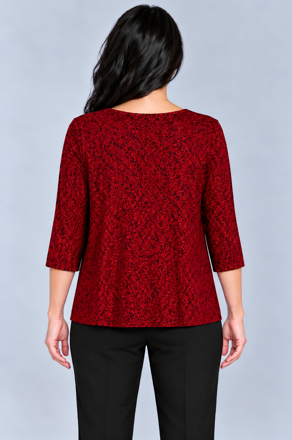 Red Nerys Three- Quarter Sleeve Top