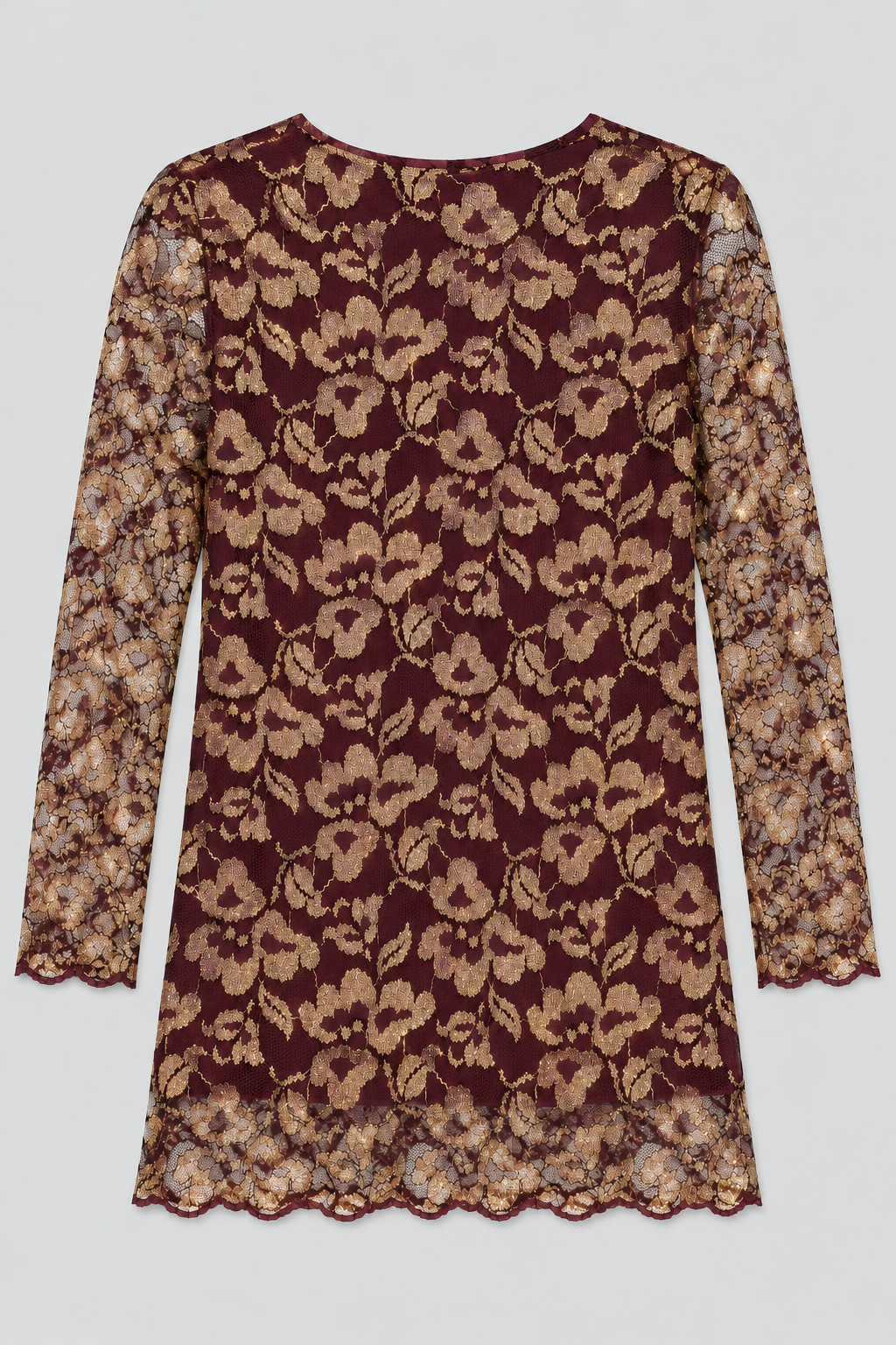 Plum Ruby Mesh Three- Quarter Top
