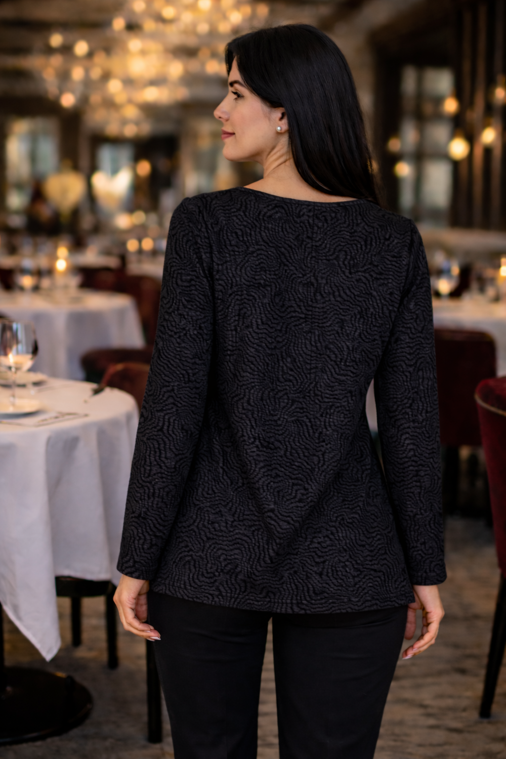 Black Alana Long Sleeve Top