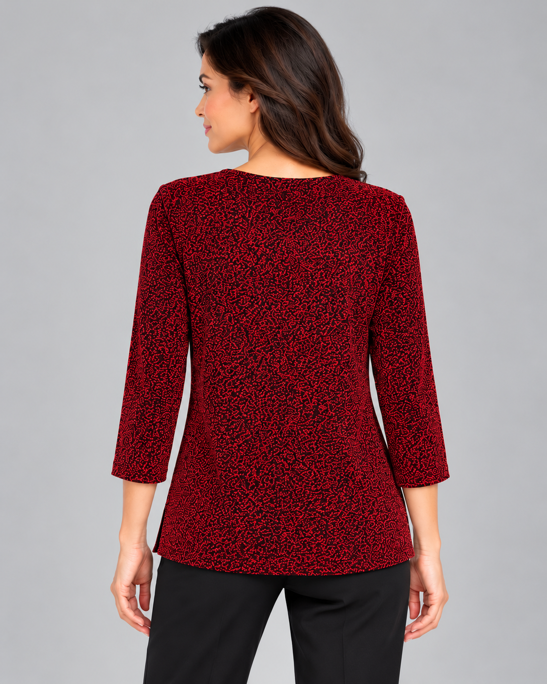 Red Nerys Three- Quarter Sleeve Top