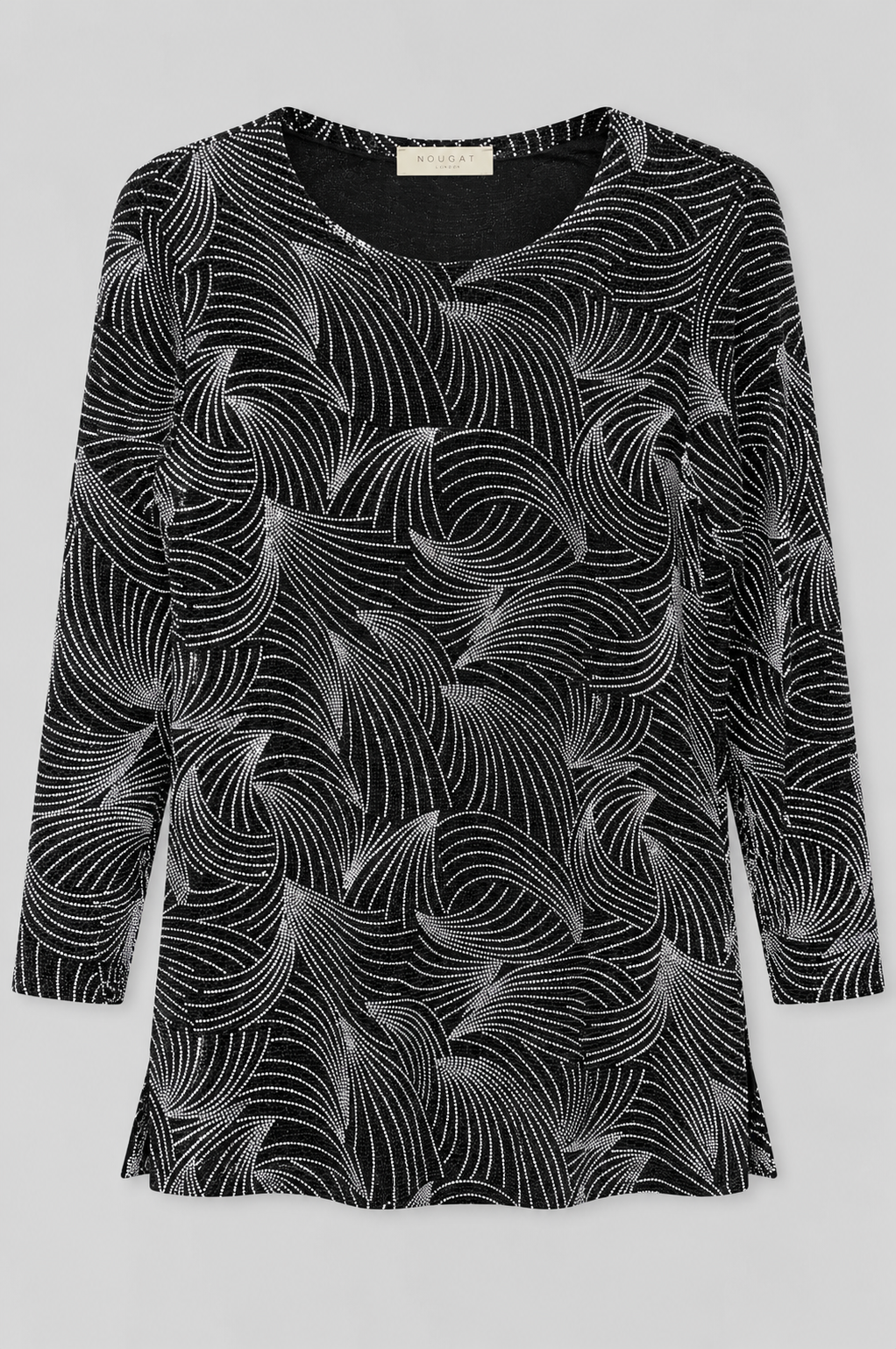 Black White Carly Three- Quarter Top