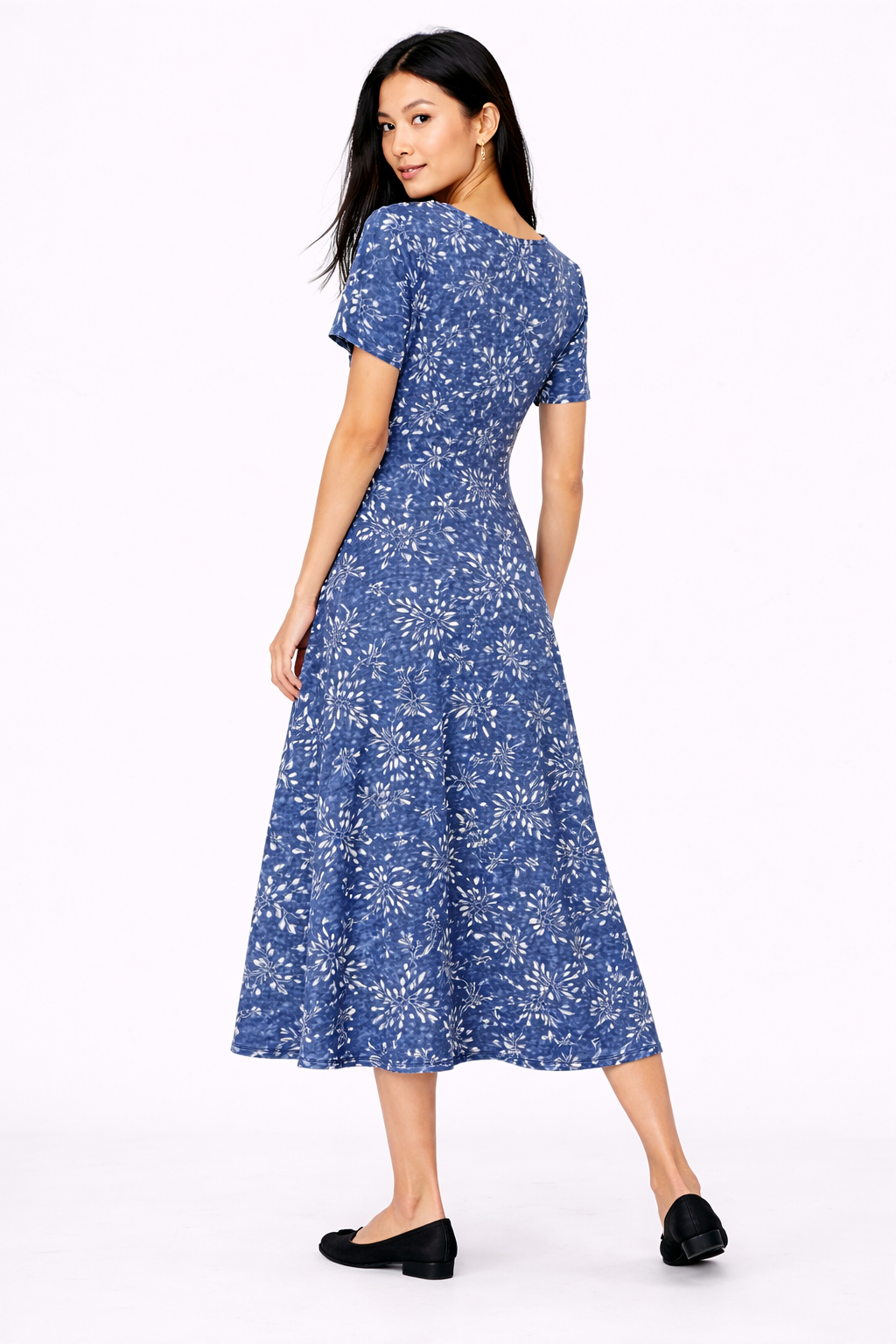 Denim Blue Harley Short Sleeves Fit and Flare Dress