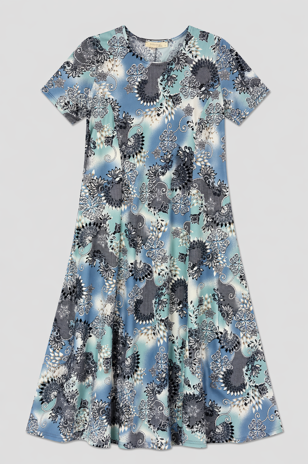 Powder Blue Kayla Short Sleeves Fit and Flare Dress