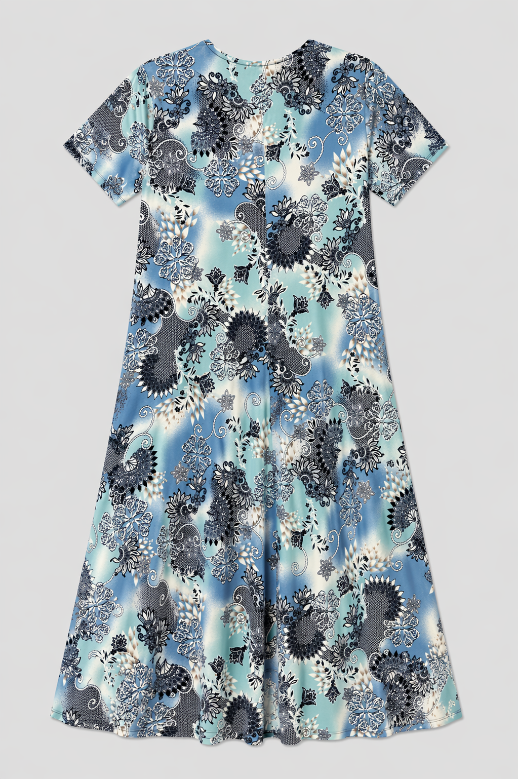 Powder Blue Kayla Short Sleeves Fit and Flare Dress
