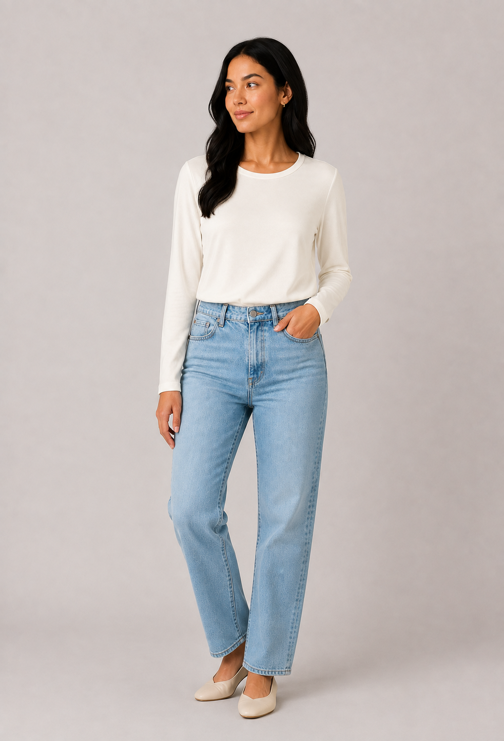 Ivory Lisa Long Sleeve Top