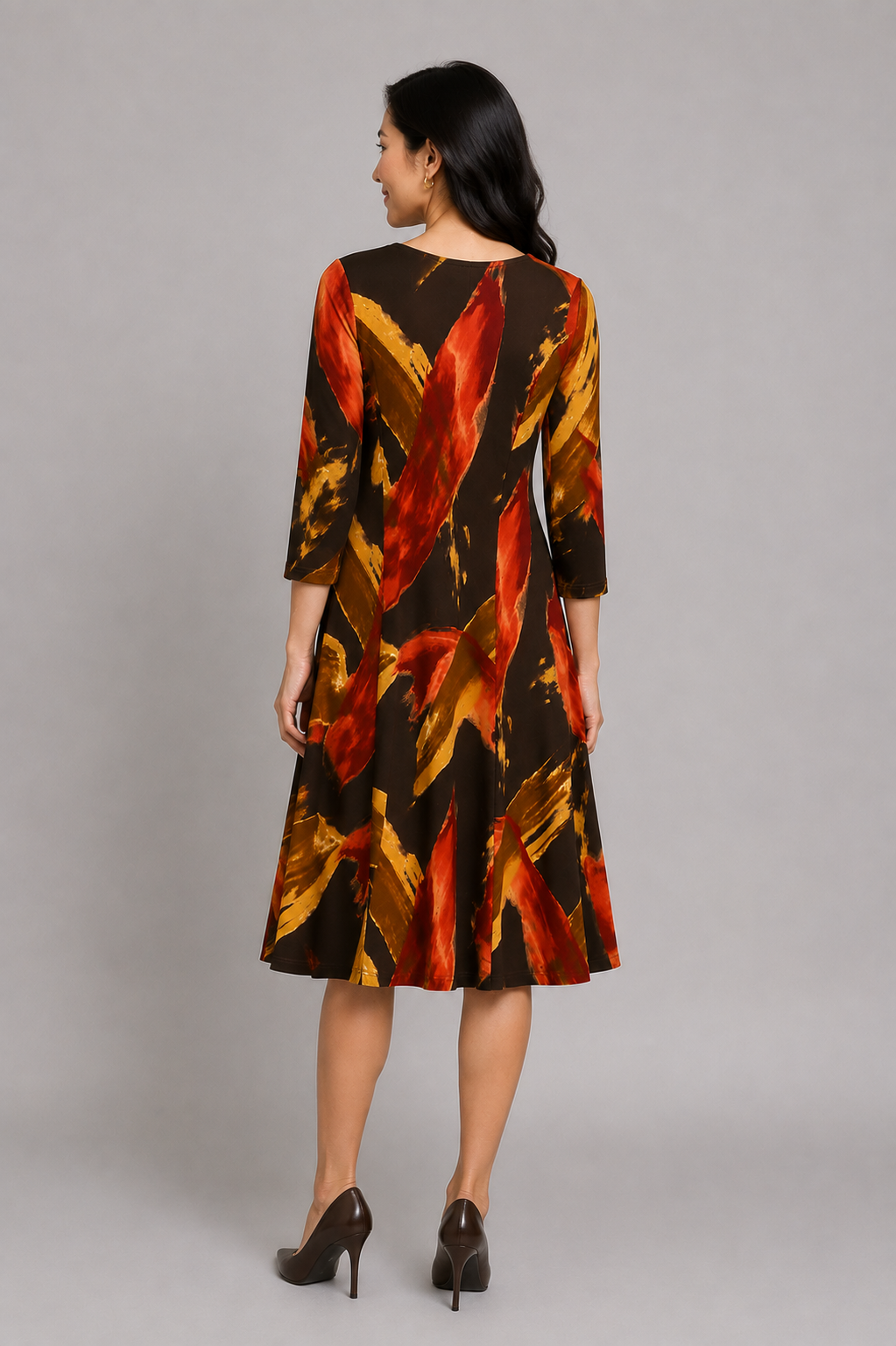 Cocoa Cathy Three- Quarter Sleeve Fit and Flare Midi Dress