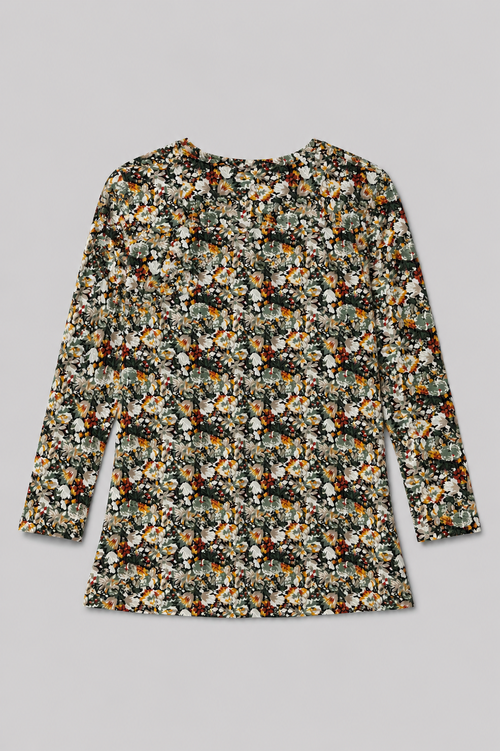 Pine Floral Honey Three- Quarter Sleeve Top
