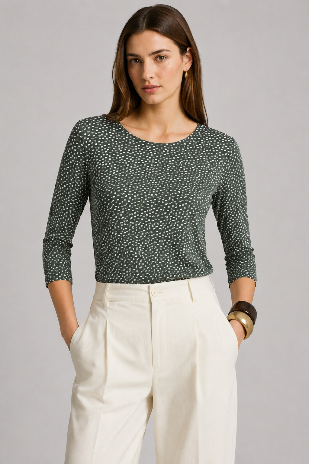 Pine Sally Three- Quarter Sleeve Top