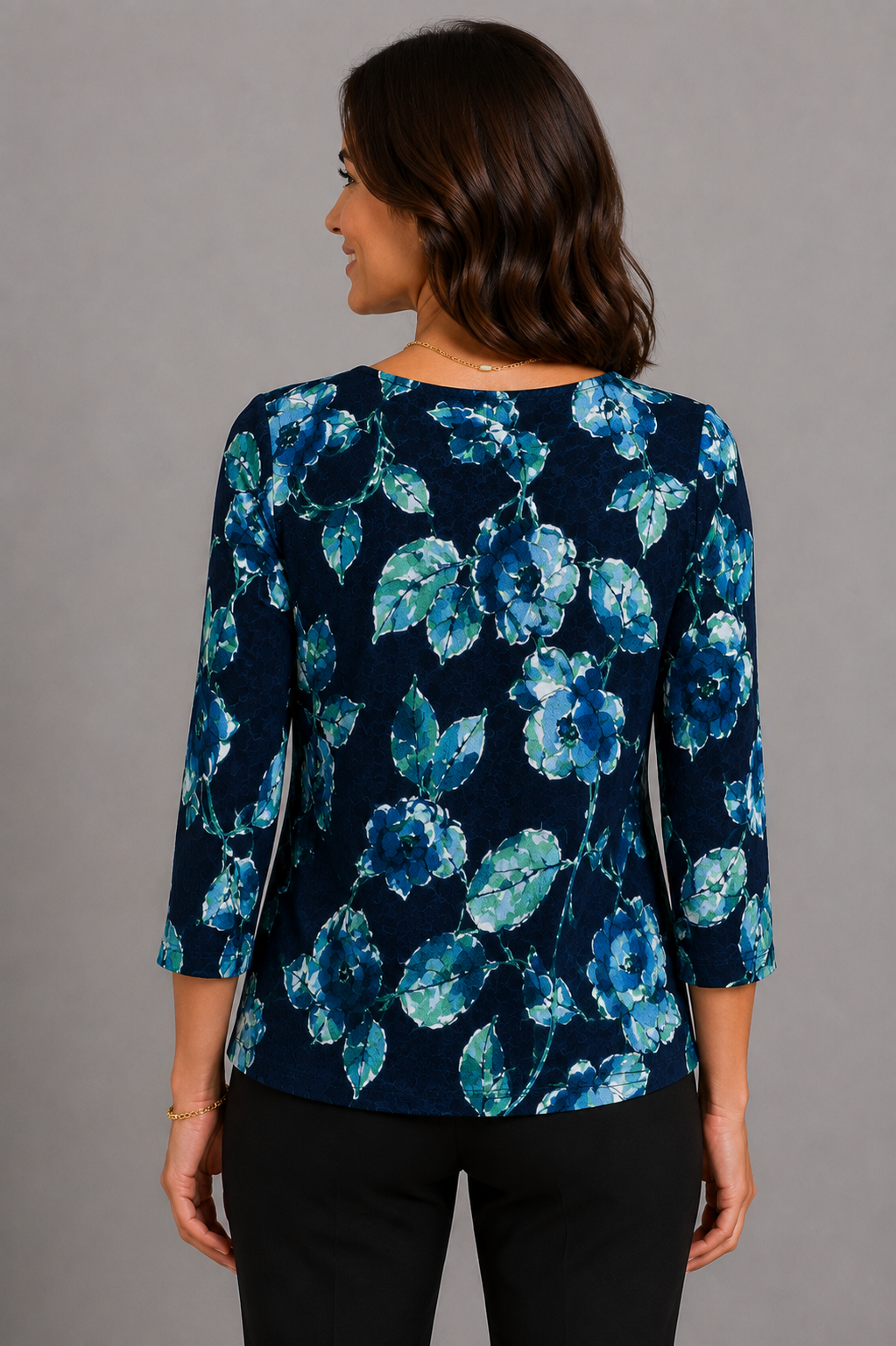 Sapphire Coco Mesh Three- Quarter Sleeve Top