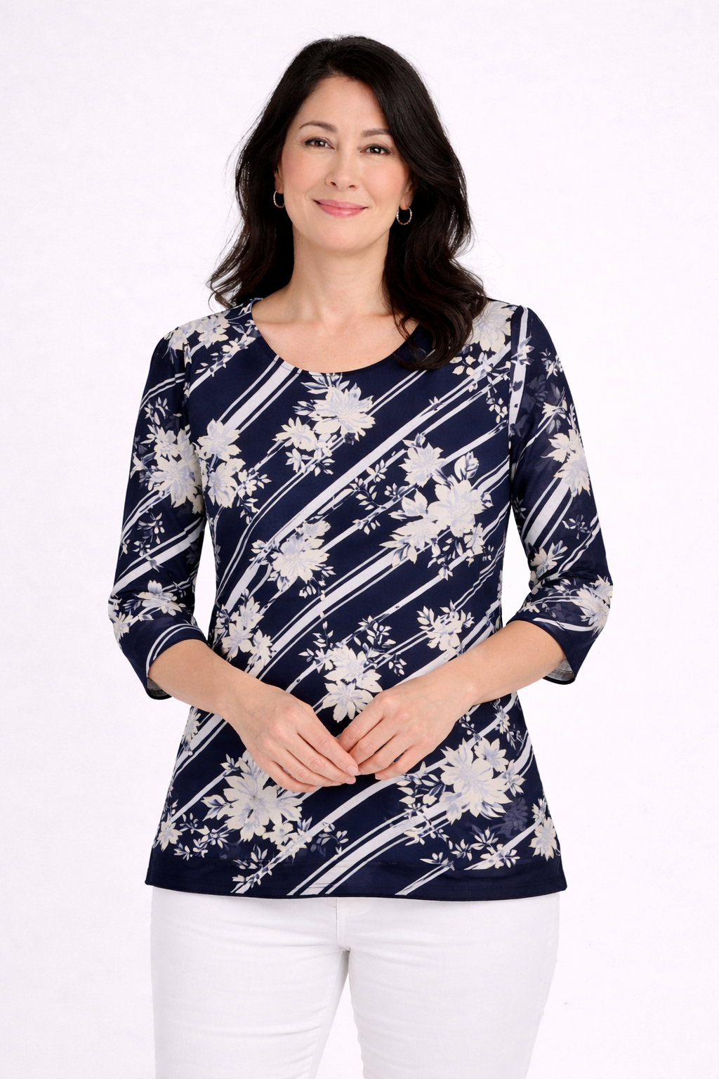 Navy Vera Long Sleeve Mesh Top