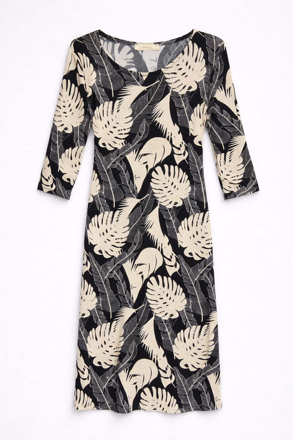 Stone Print Olive Fluted Dress