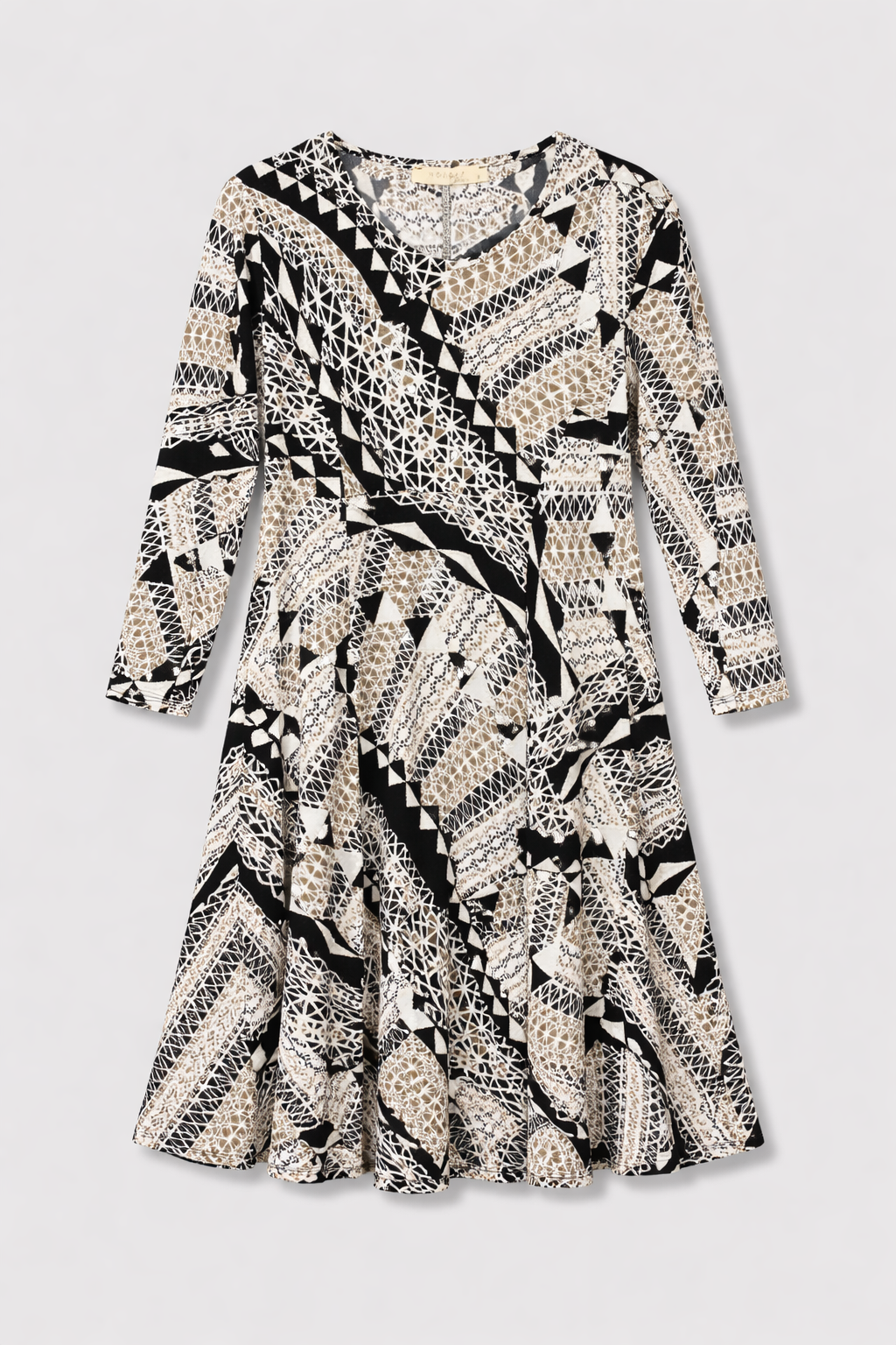 Mocha Print Amber Fit and Flare Dress