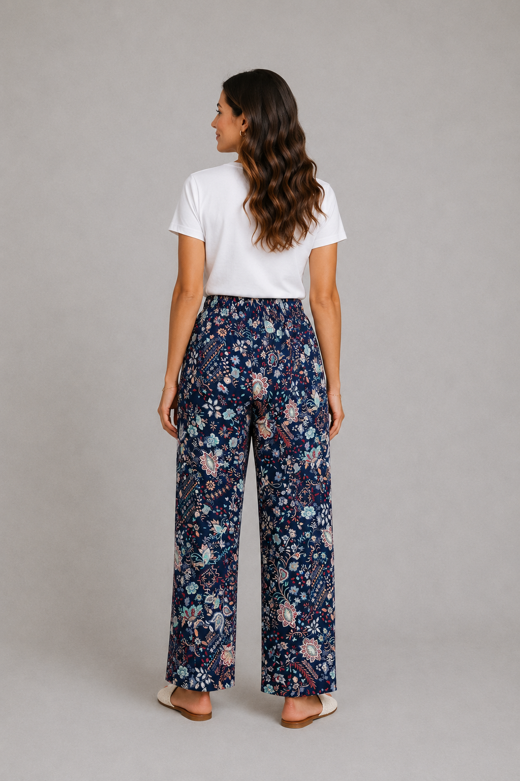 Navy Print Joyce Trousers