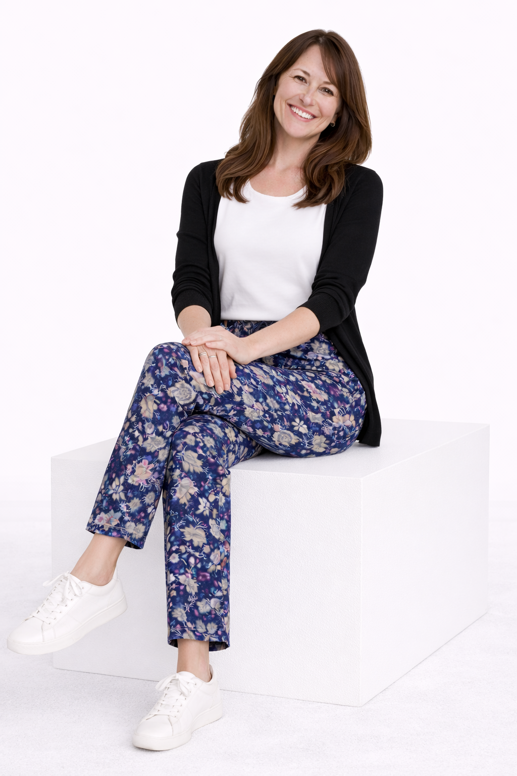 Navy Print Joyce Trousers